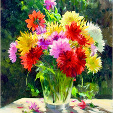 Схема вышивки «букет георгинов»