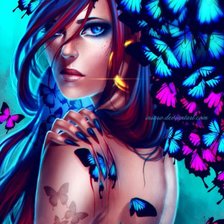 Схема вышивки «девушка бабочка»