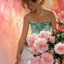 Схема вышивки «devushka  s rozami»