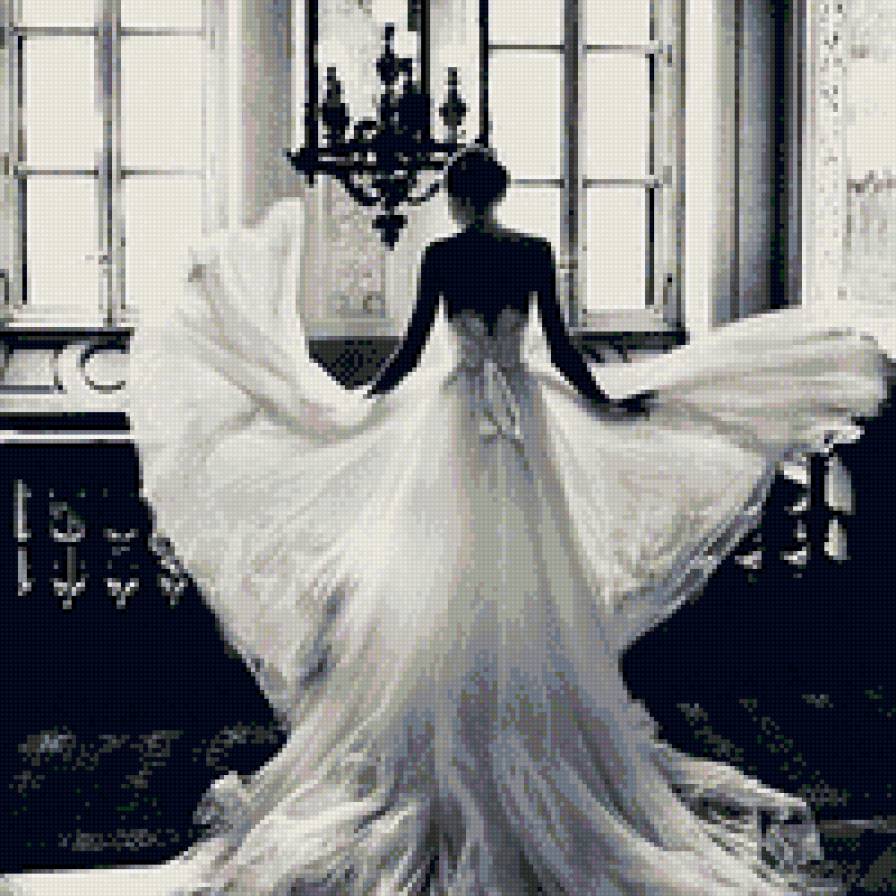 невеста - монохром, платье, девушка - предпросмотр