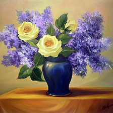 Схема вышивки «Сирень с розами»