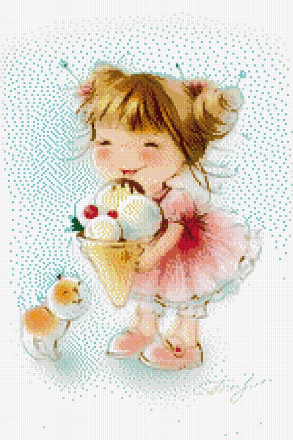 Девочка с мороженым - предпросмотр