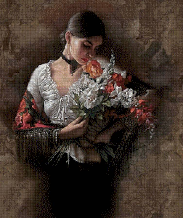 Ли Богл . девушка с букетом - предпросмотр