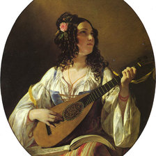 Схема вышивки «Friedrich von Amerling - Лютнистка 1838»