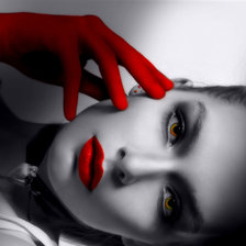 Схема вышивки «лицо, помада, красные, губы, перчатка, глаза, взгляд»