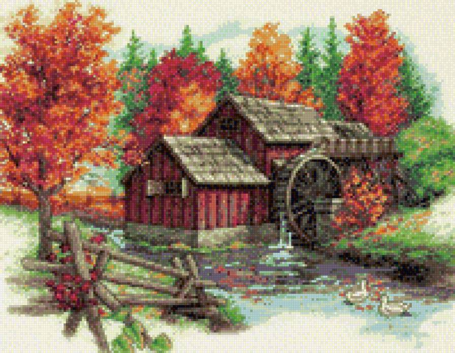 водяная мельница - дом, лес, деревня, мельница, вода - предпросмотр