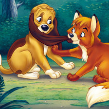 Схема вышивки «Лис и пёс»