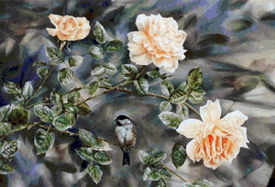 на ветке розы - предпросмотр