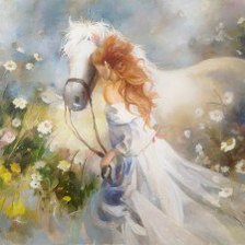 Схема вышивки «девушка+лошадь»