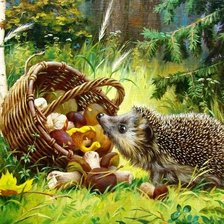 Схема вышивки «Ежик в лесу»