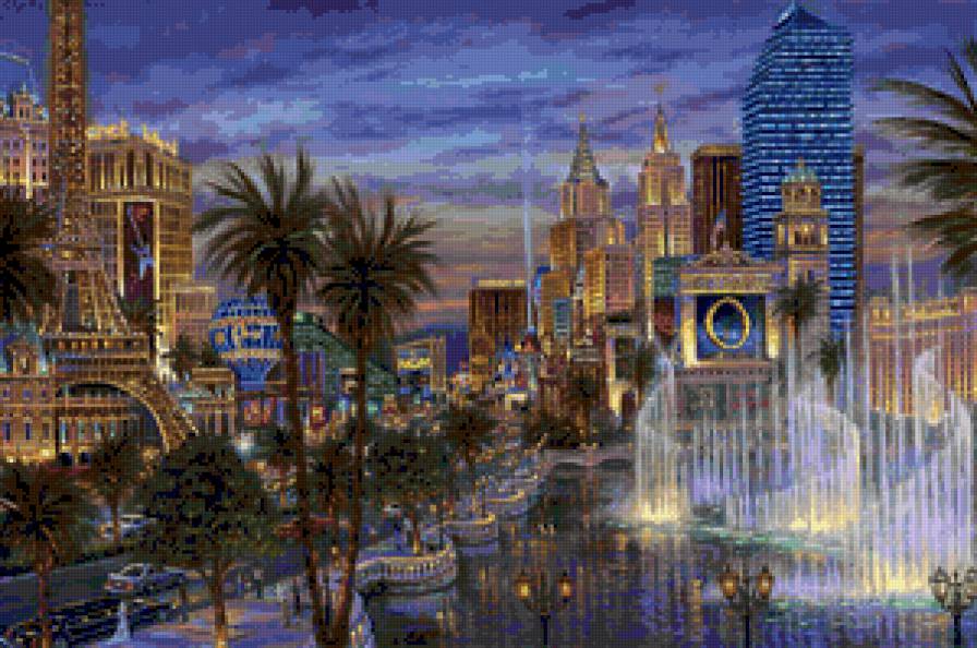 №877795 - город, ночь, фонтан - предпросмотр