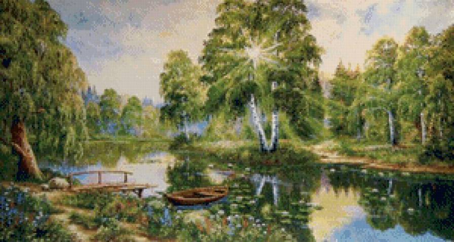 №877840 - природа, лодка, река, пейзаж - предпросмотр