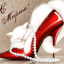 Кошечка в красной туфельке