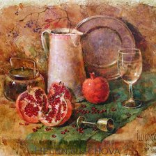 Схема вышивки «Натюрморт с гранатами»