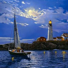 Схема вышивки «лунная ночь над морем»