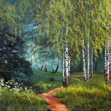 Схема вышивки «Тропинка средь берез»