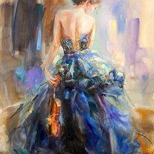 Схема вышивки «Девушка со скрипкой»