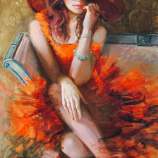 Схема вышивки «девушка на кушетке»