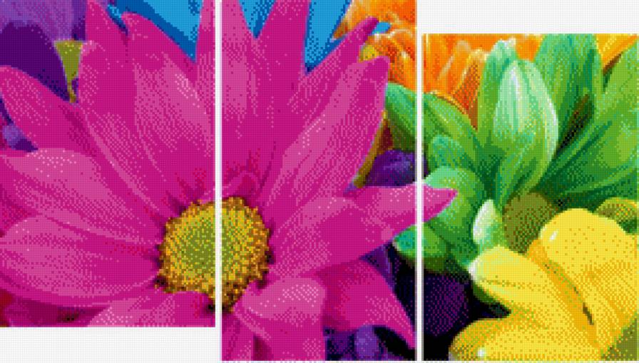 Цветы - цветы, триптих - предпросмотр