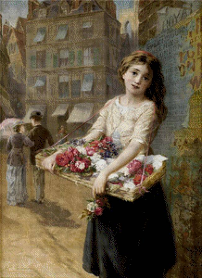 Augustus Edwin Mulready. Девочка и цветы - девочка, цветы - предпросмотр