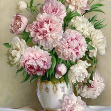 Схема вышивки «пионы в вазе»