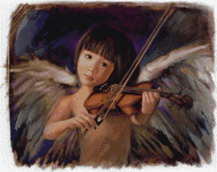 Ангел со скрипкой - скрипка, ребенок - предпросмотр