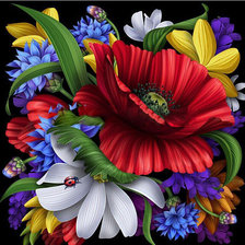 Схема вышивки «Яркий букет.»