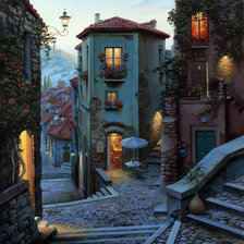 Схема вышивки «город в вечерних сумерках»