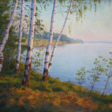 Схема вышивки «вечер над рекою»