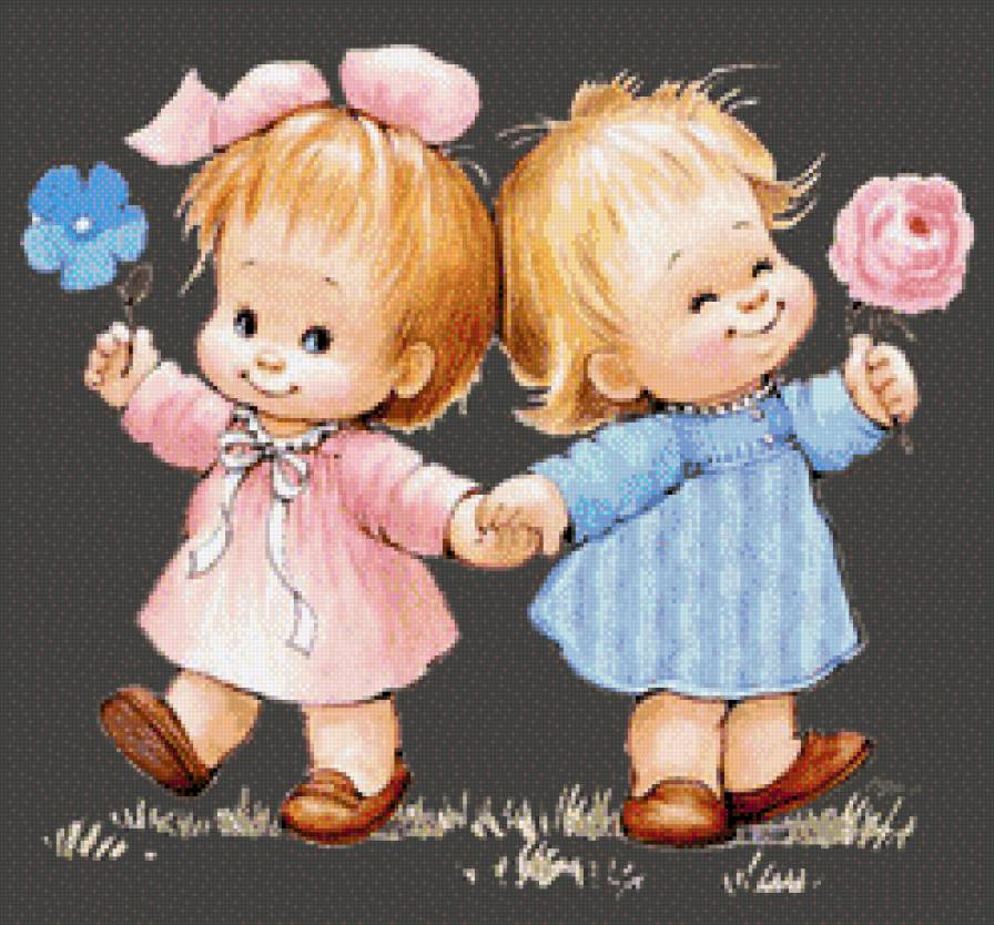 девочки на прогулке - предпросмотр