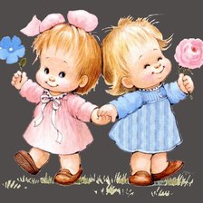 Схема вышивки «девочки на прогулке»