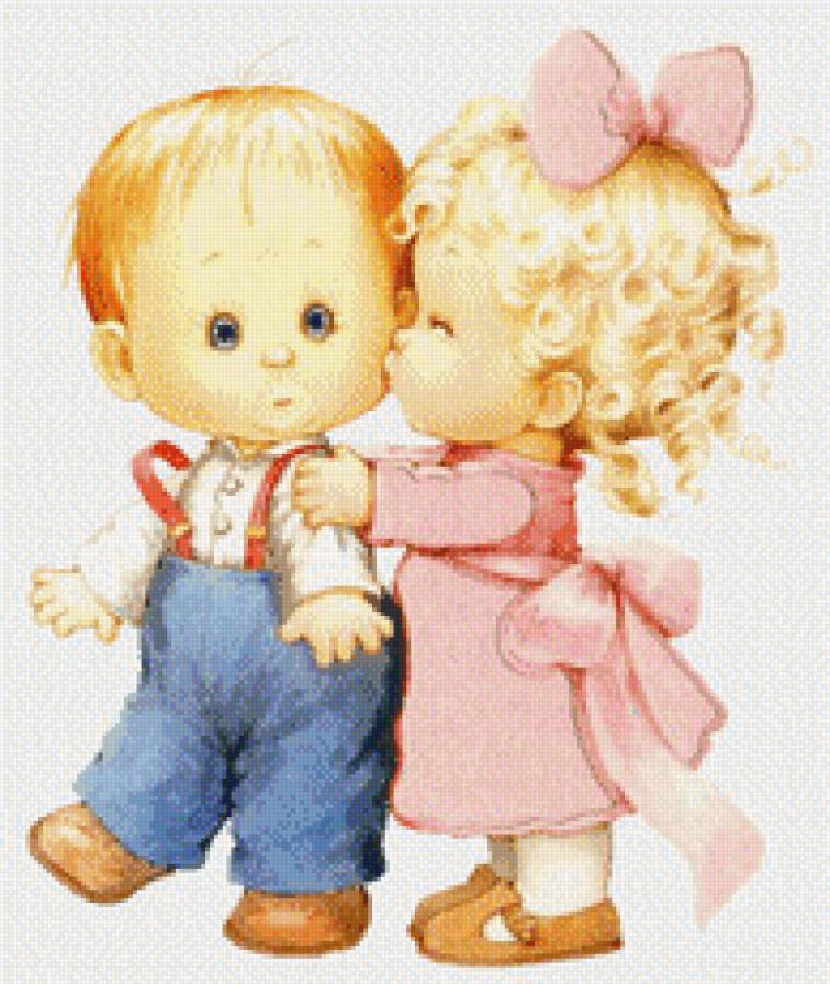 Первый поцелуй - поцелуй, любовь, мальчик, девочка - предпросмотр