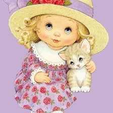 Схема вышивки «девочка и котенок»