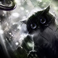 Схема вышивки «Котенок в монохромной технике»