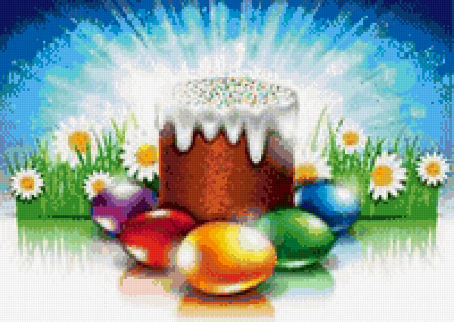 пасха - кулич, пасха, весна, крашанки - предпросмотр