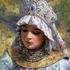 Схема вышивки «Маковский К.Е. - Русская красавица в кокошнике»