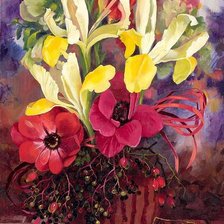 Схема вышивки «яркий букет в вазе»