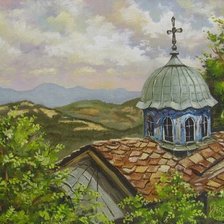 Схема вышивки «Юлиан Кръстев. Между Небето и Земята (Соколски манастир)»