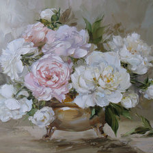 Схема вышивки «Пионы в вазе»