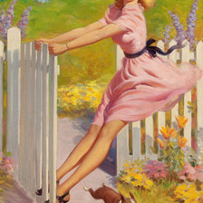 Схема вышивки «девушка ретро»