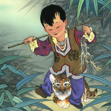 Схема вышивки «Китаец и тигр»