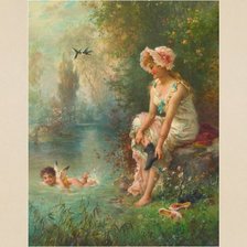 Схема вышивки «На  берегу  реки  любовь»