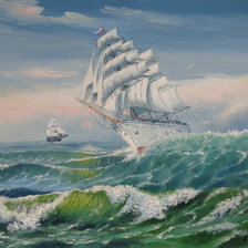 Схема вышивки «море, парусник»