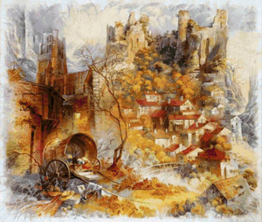 Старинный замок - акварель, живопись, рисунок - предпросмотр