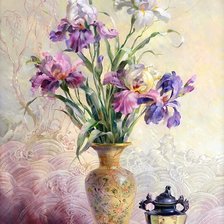 Схема вышивки «ирисы в вазе»