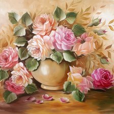 Схема вышивки «нежные розы в вазе»