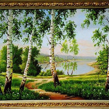 Схема вышивки «берёзы у реки»