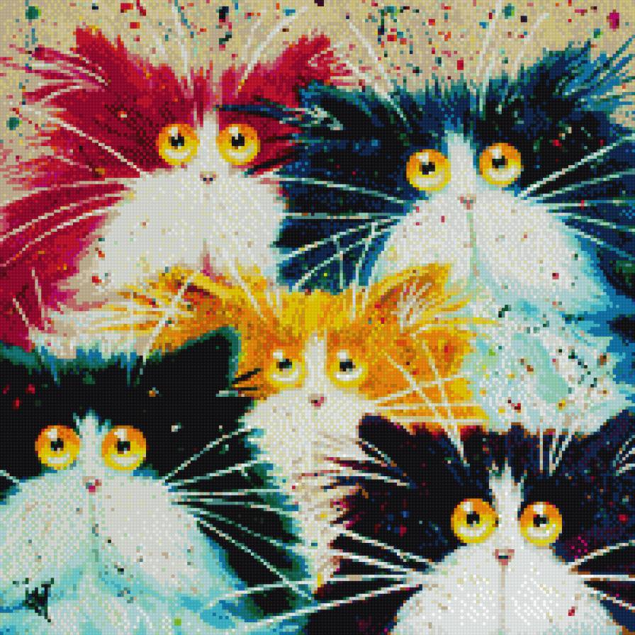 Пестрая компания - коты - предпросмотр