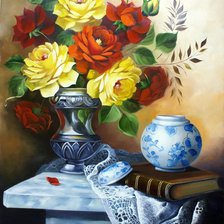 розы в вазе