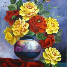 Схема вышивки «розы в вазе»